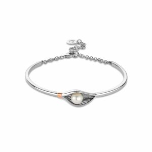 Nature’s Wonder Sterling Silver Oyster Shell Banglet with Pearl