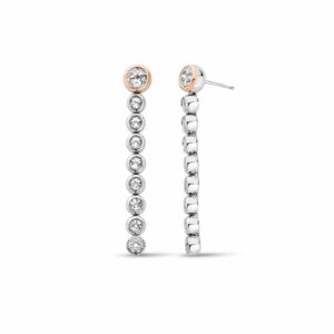 Clogau® Celebration Sterling Silver Drop-Hoop Tennis Earrings with Topaz