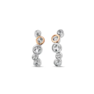 Clogau® Celebration Sterling Silver Curved Stud Earrings with Topaz
